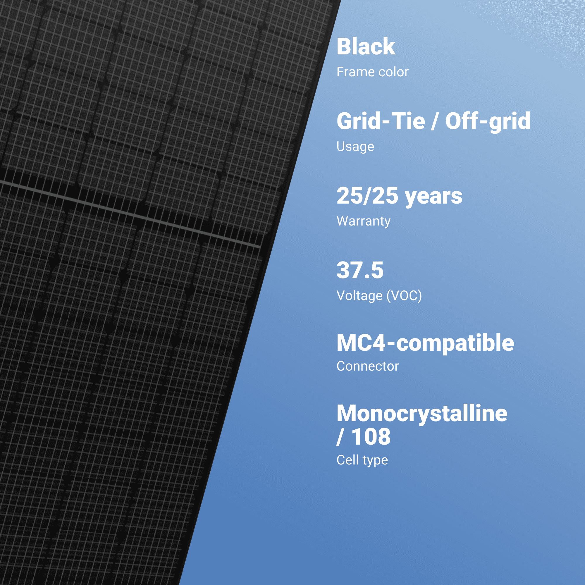 Solar4America 410W All-Black Photo voltaic Panel with 108 Cells - S4A410-108MH10, Made within the USA